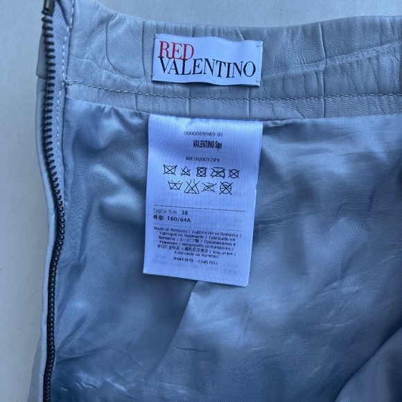 RED VALENTINO Embossed Leather Reptile A-line Skirt In Grey - Picture 10 of 13